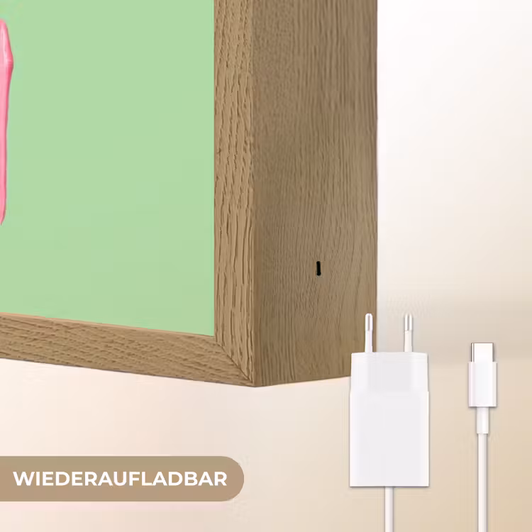 Mon cheri - Groen - Roze Light Box met batterij (Wandlamp) middel -USP_websiteoplaadbaarDE