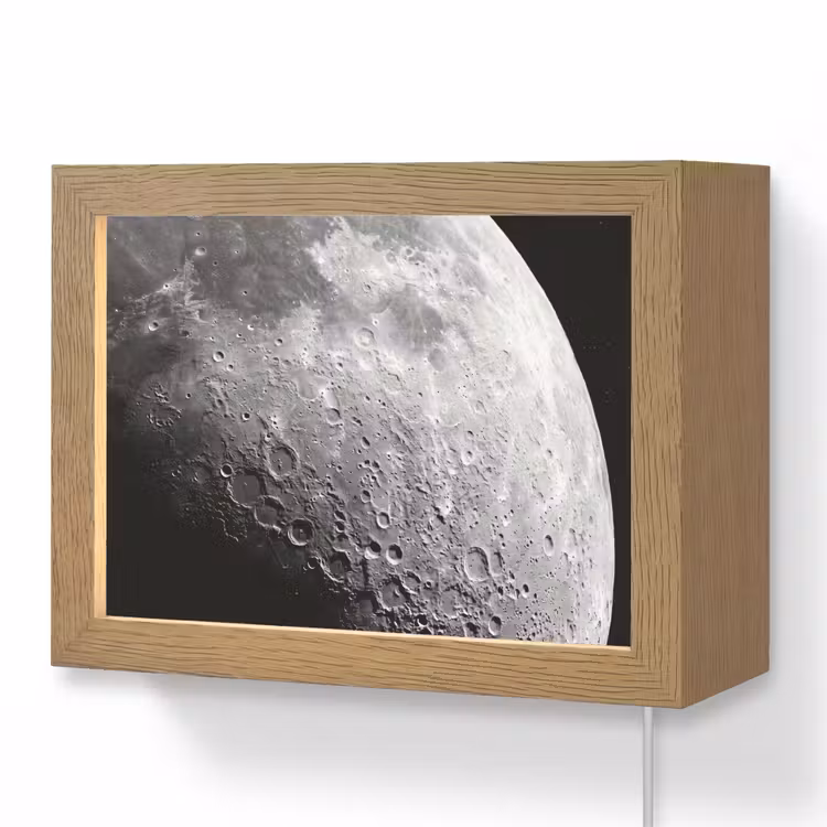 Lightbox - Wandleuchte - Mond – Krater – Weltraum - Maan - Kraters - Ruimte Light Box met kabel (Wandlamp) klein