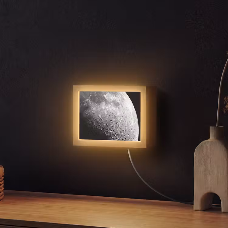 Lightbox - Wandleuchte - Mond – Krater – Weltraum - Maan - Kraters - Ruimte Light Box met kabel (Wandlamp) klein