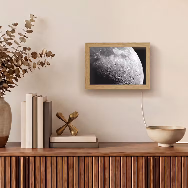 Lightbox - Wandleuchte - Mond – Krater – Weltraum - Maan - Kraters - Ruimte Light Box met kabel (Wandlamp) klein