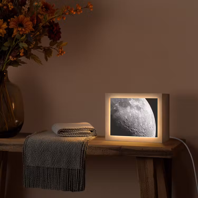 Lightbox - Wandleuchte - Mond – Krater – Weltraum - Maan - Kraters - Ruimte Light Box met kabel (Wandlamp) klein