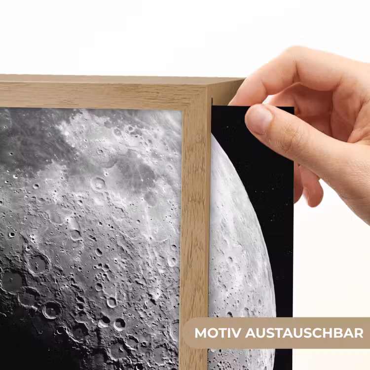 Lightbox - Wandleuchte - Mond – Krater – Weltraum - Maan - Kraters - Ruimte Light Box met kabel (Wandlamp) klein