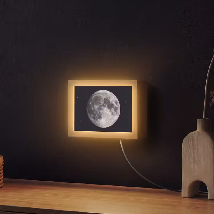 Lightbox - Wandleuchte - Mond – Sterne – Weltraum - Maan - Sterren - Ruimte Light Box met kabel (Wandlamp) klein