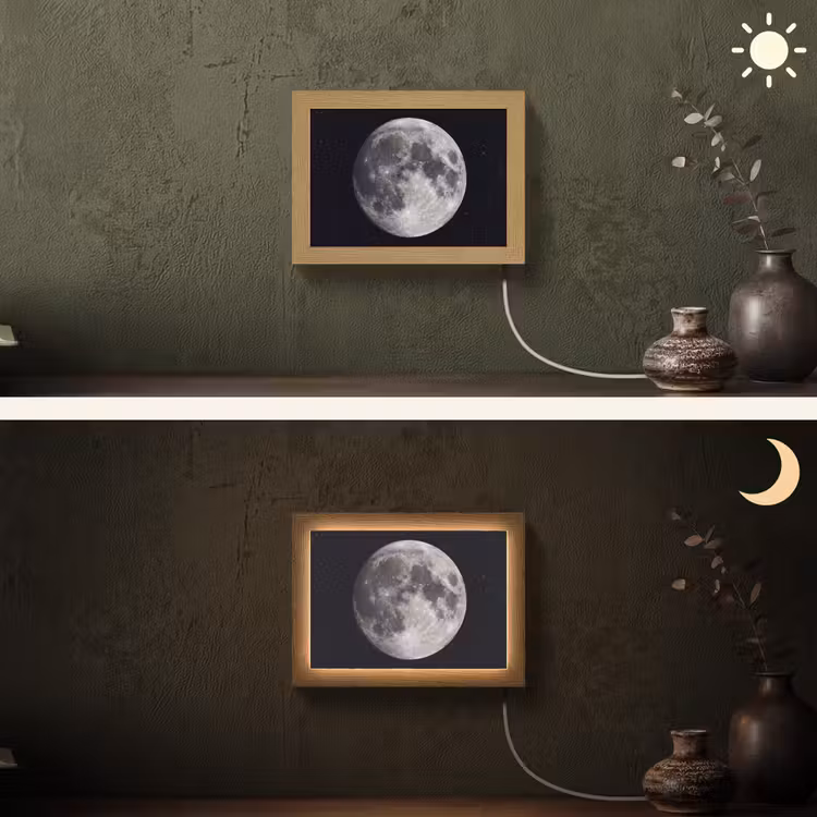 Lightbox - Wandleuchte - Mond – Sterne – Weltraum - Maan - Sterren - Ruimte Light Box met kabel (Wandlamp) klein