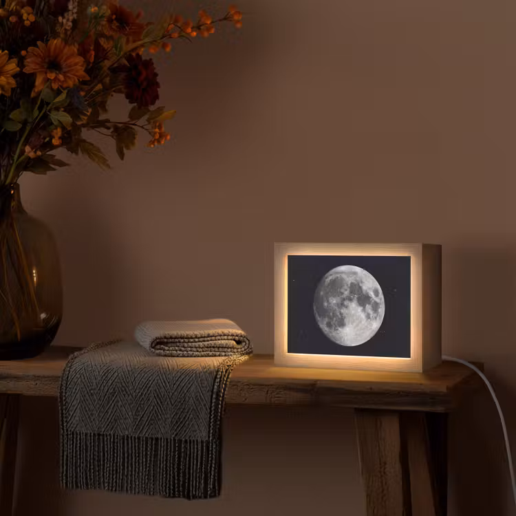Lightbox - Wandleuchte - Mond – Sterne – Weltraum - Maan - Sterren - Ruimte Light Box met kabel (Wandlamp) klein