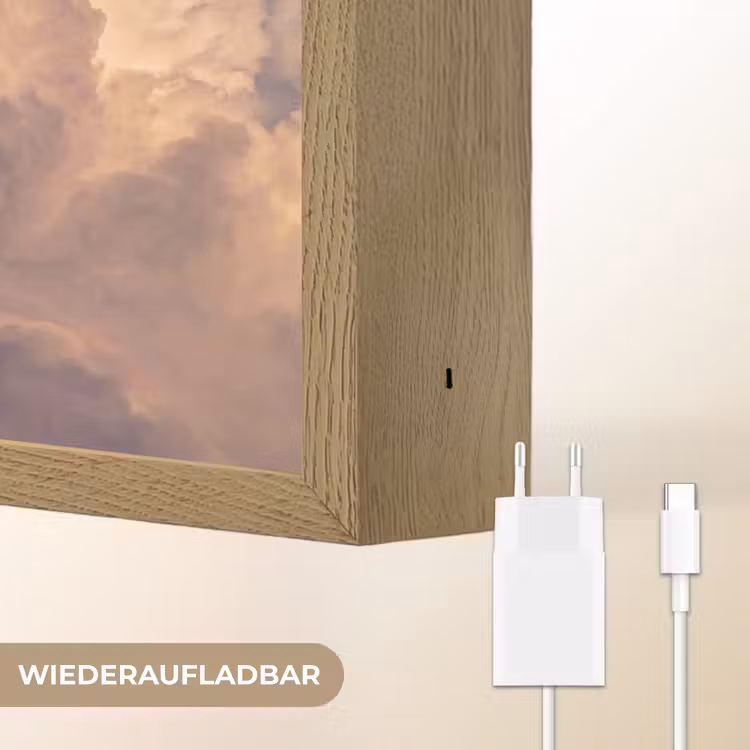Maan - Wolken - Natuur - Oranje Light Box met batterij (Wandlamp) middel -USP_websiteoplaadbaarDE