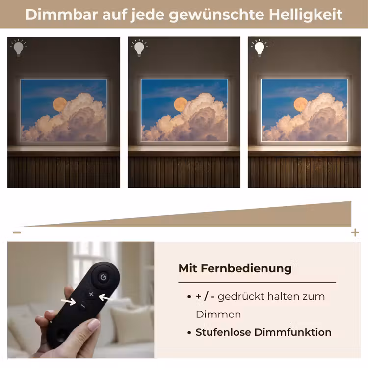Maan - Wolken - Natuur - Oranje Light Box met batterij (Wandlamp) middel -USP_dimbaarDE