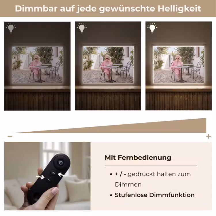 Ochtendjas - Krulspelden - Roze Light Box met batterij (Wandlamp) middel -USP_dimbaarDE