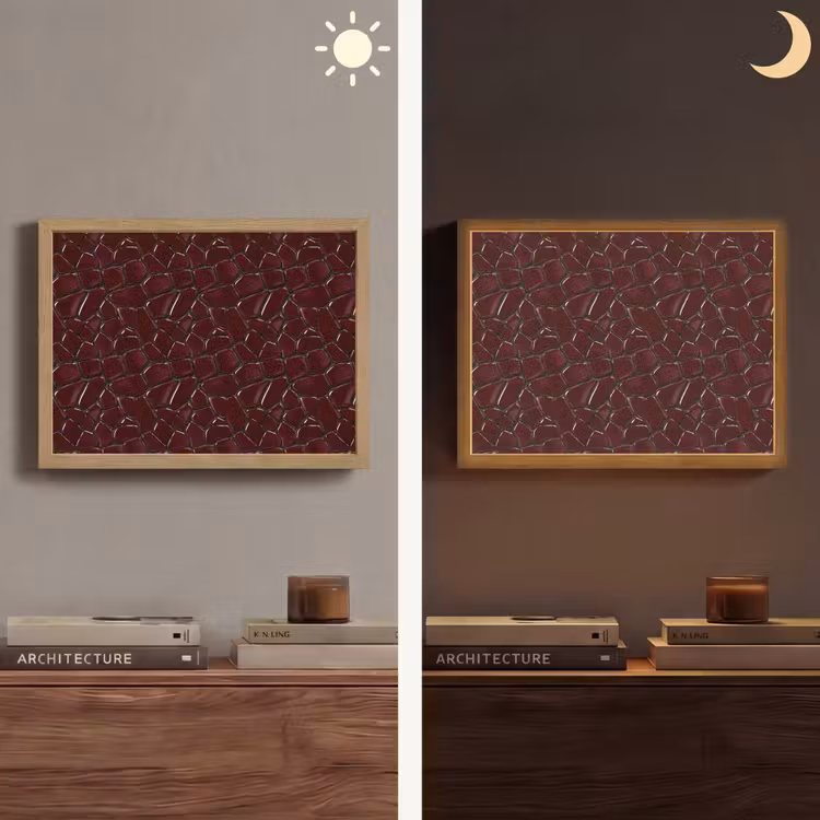 Mozaïek - Tegel - Bordeauxrood Light Box met batterij (Wandlamp) middel 907 -sfeer3
