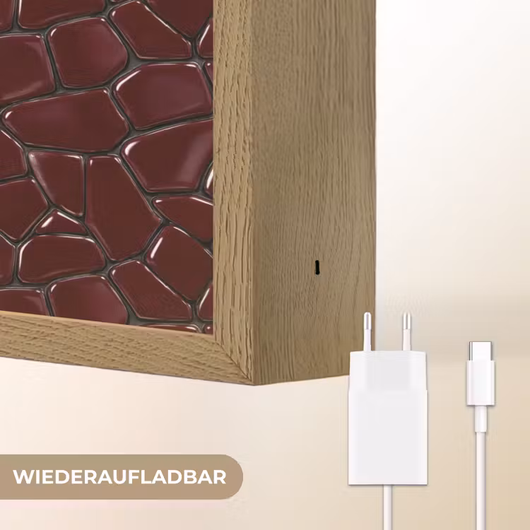 Mozaïek - Tegel - Bordeauxrood Light Box met batterij (Wandlamp) middel 907 -USP_websiteoplaadbaarDE