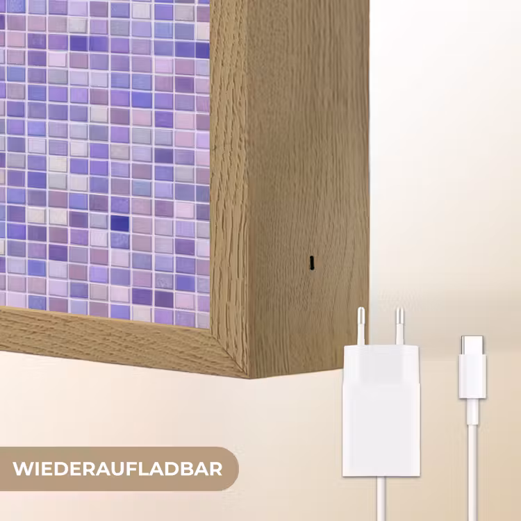 Mozaïek - Tegels - Lila - Amethist Light Box met batterij (Wandlamp) middel 907 -USP_websiteoplaadbaarDE