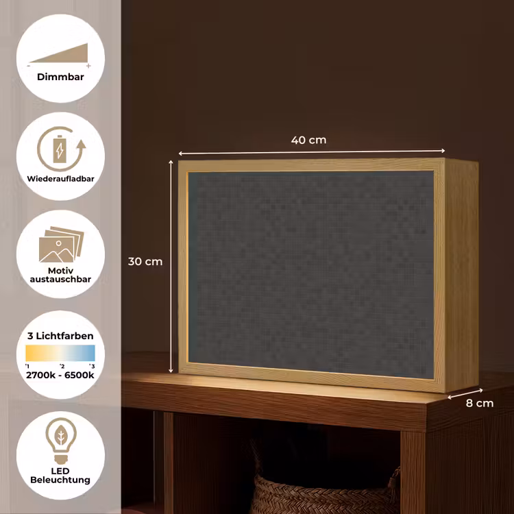 Mozaïek - Patroon - Antraciet - Zwart Light Box met batterij (Wandlamp) middel 907 -USP_websiteoverzichtDE
