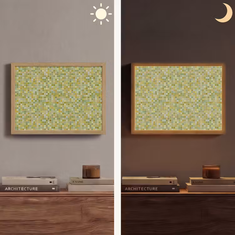 Mozaïek - Patroon - Groen Light Box met batterij (Wandlamp) middel 907 -sfeer3