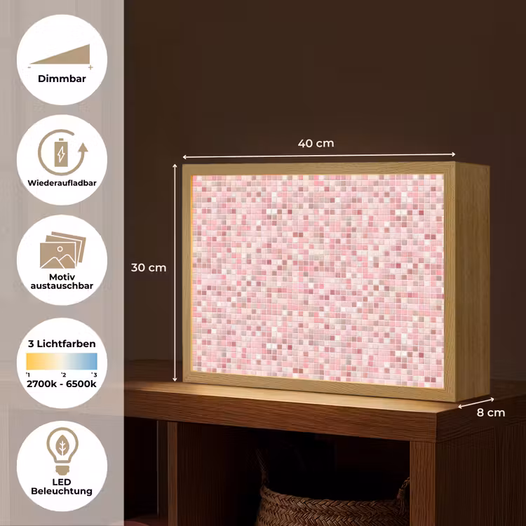 Mozaïek - Patroon - Roze Light Box met batterij (Wandlamp) middel 907 -USP_websiteoverzichtDE