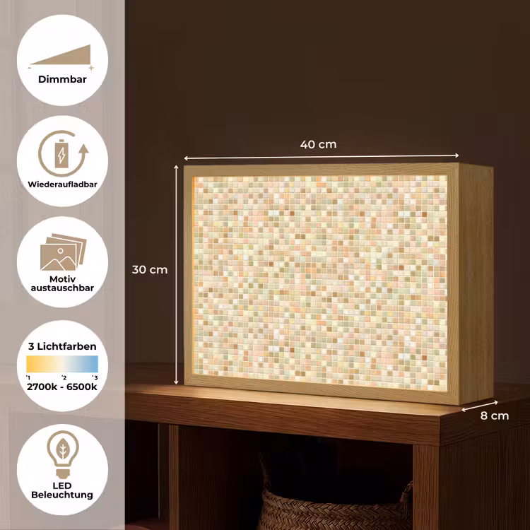 Mozaïek - Patroon - Terracotta Light Box met batterij (Wandlamp) middel 907 -USP_websiteoverzichtDE