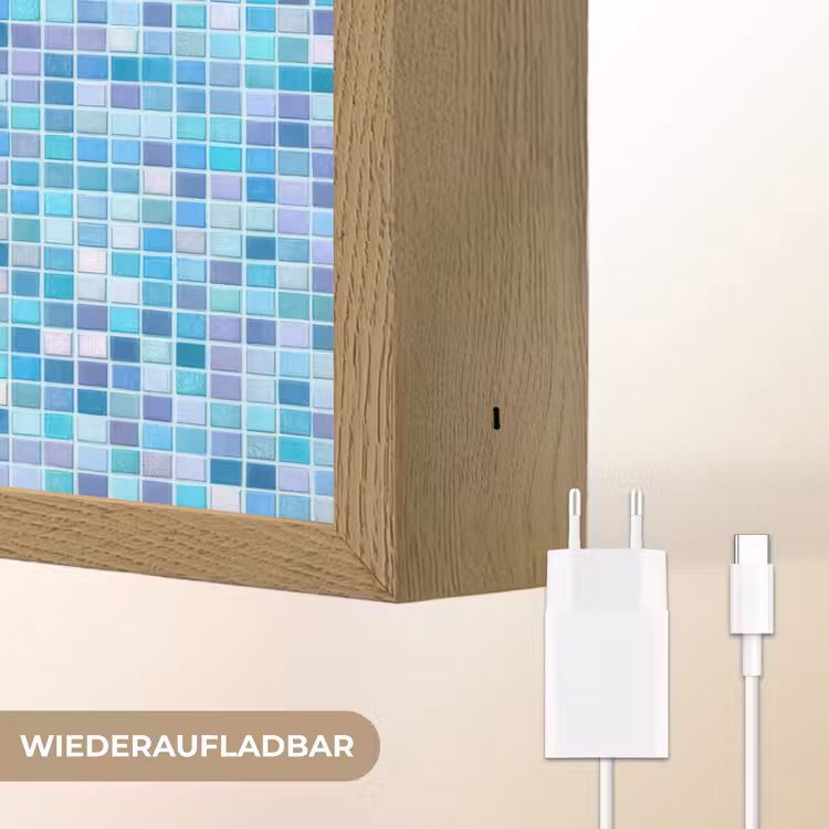 Mozaïek - Patroon - Turquoise Light Box met batterij (Wandlamp) middel 907 -USP_websiteoplaadbaarDE