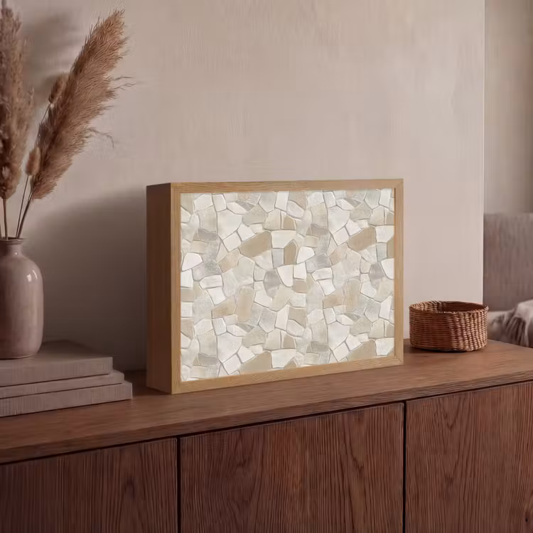 Mozaïek - Stenen - Beige Light Box met batterij (Wandlamp) middel 907 -sfeer2