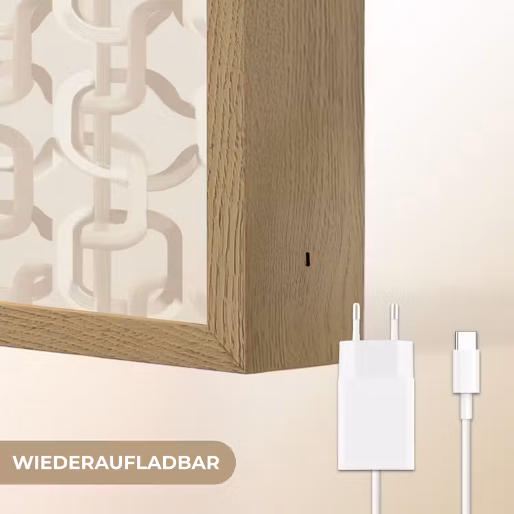 Motief - Abstract - Beige Light Box met batterij (Wandlamp) middel 907 -USP_websiteoplaadbaarDE