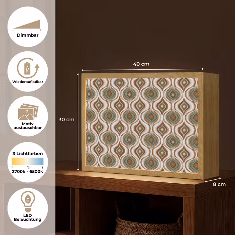 Motief - Patroon - Kleurrijk Light Box met batterij (Wandlamp) middel 907 -USP_websiteoverzichtDE