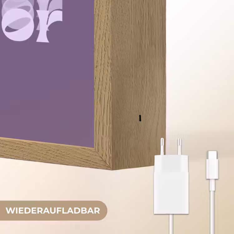 Mucho amor - Paars - Grafisch Light Box met batterij (Wandlamp) middel -USP_websiteoplaadbaarDE