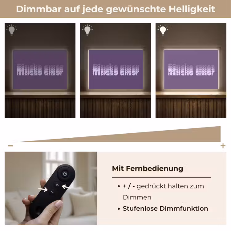 Mucho amor - Paars - Grafisch Light Box met batterij (Wandlamp) middel -USP_dimbaarDE