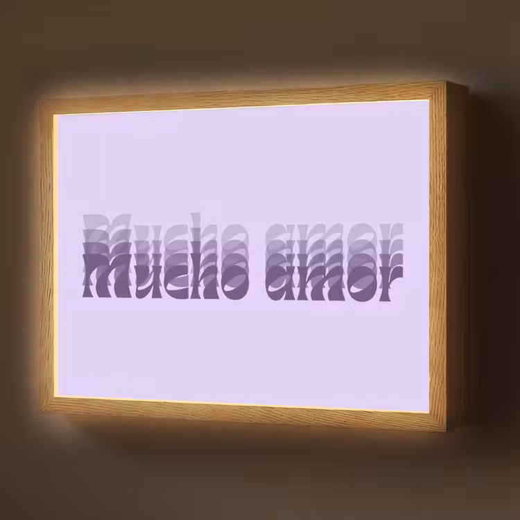 Mucho amor - Paars - Gelaagde letters Light Box met batterij (Wandlamp) middel -z3d_website