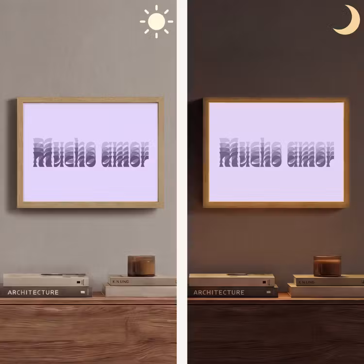 Mucho amor - Paars - Gelaagde letters Light Box met batterij (Wandlamp) middel -sfeer3