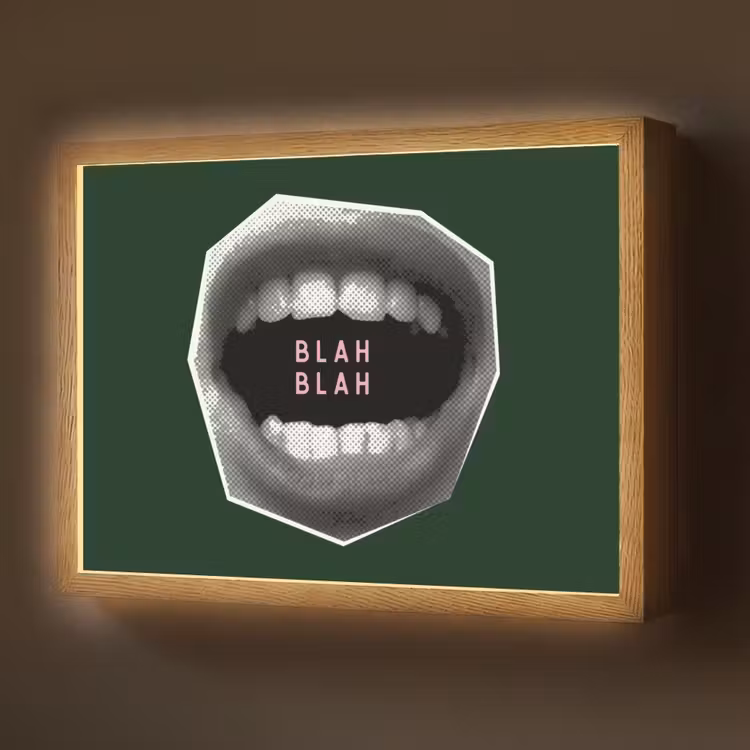 Mond - Groen - Illustratie - BLAH BLAH Light Box met batterij (Wandlamp) middel -z3d_website