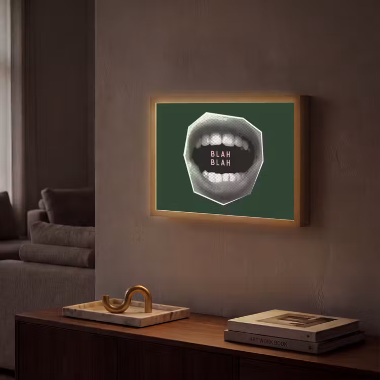 Mond - Groen - Illustratie - BLAH BLAH Light Box met batterij (Wandlamp) middel -sfeer1