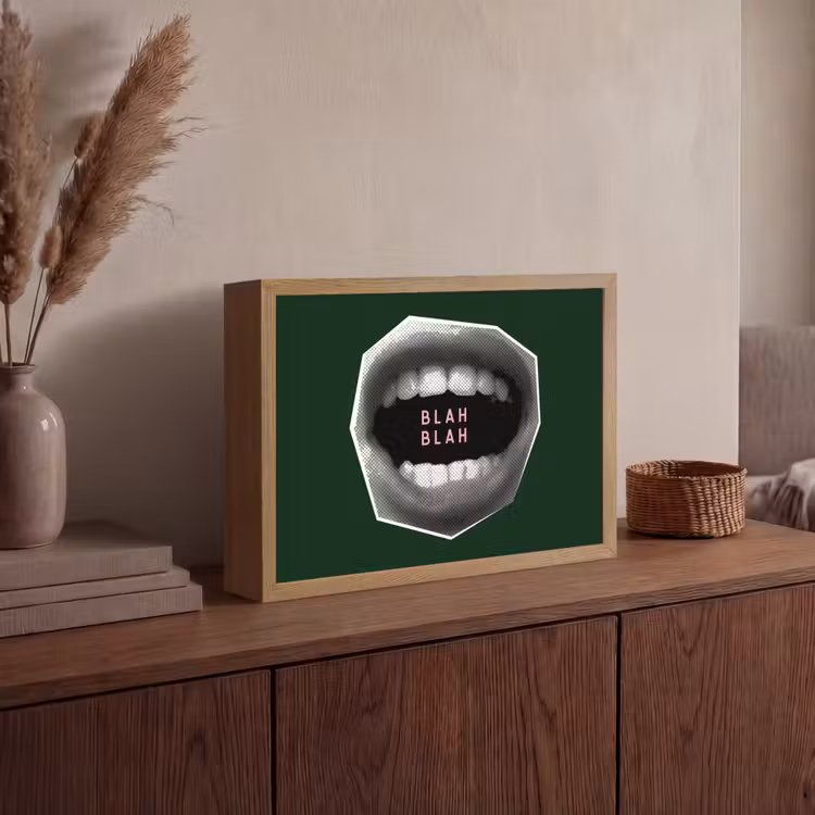 Mond - Groen - Illustratie - BLAH BLAH Light Box met batterij (Wandlamp) middel -sfeer2