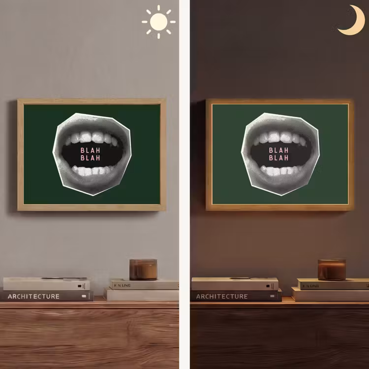 Mond - Groen - Illustratie - BLAH BLAH Light Box met batterij (Wandlamp) middel -sfeer3