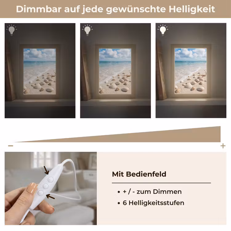 Schelpen - Strand - Natuur - Beige Light Box met kabel (Wandlamp) klein -USP_dimbaarDE