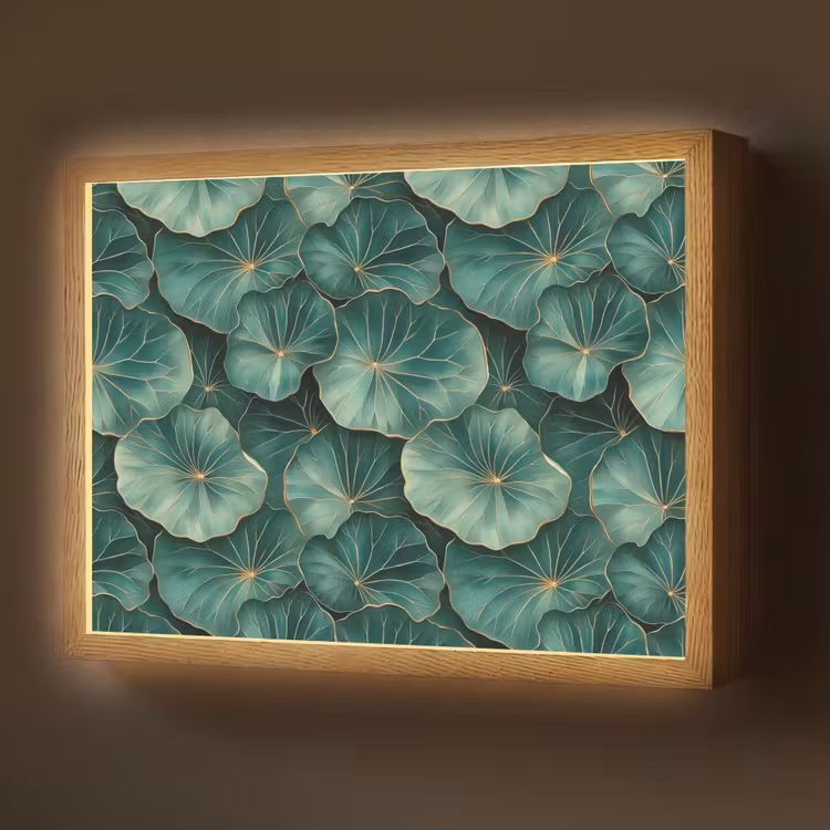 Patroon - Bladeren - Groen Light Box met batterij (Wandlamp) middel 907 -z3d_website