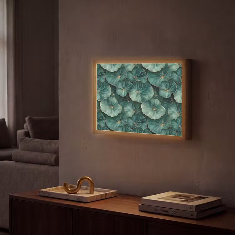Patroon - Bladeren - Groen Light Box met batterij (Wandlamp) middel 907 -sfeer1