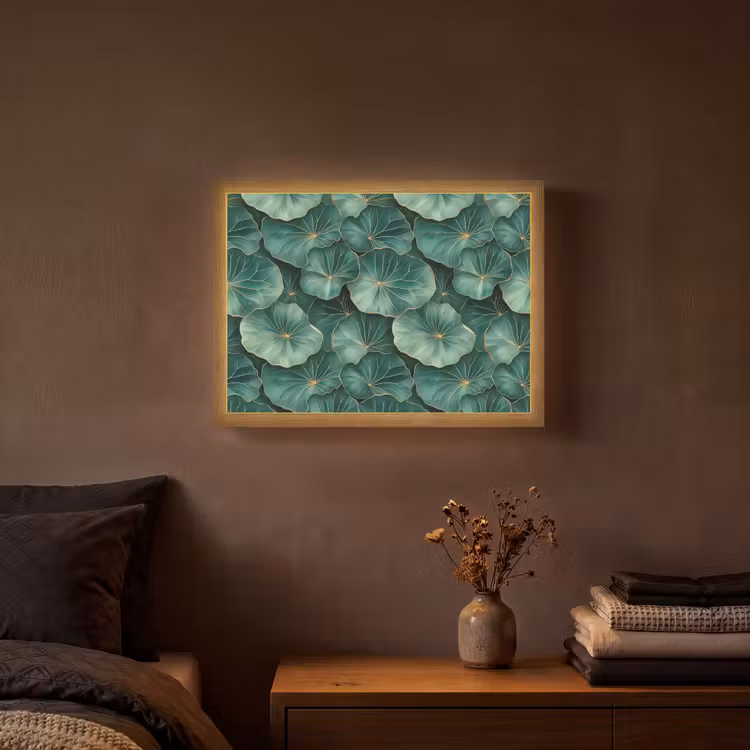Patroon - Bladeren - Groen Light Box met batterij (Wandlamp) middel 907 -sfeer4