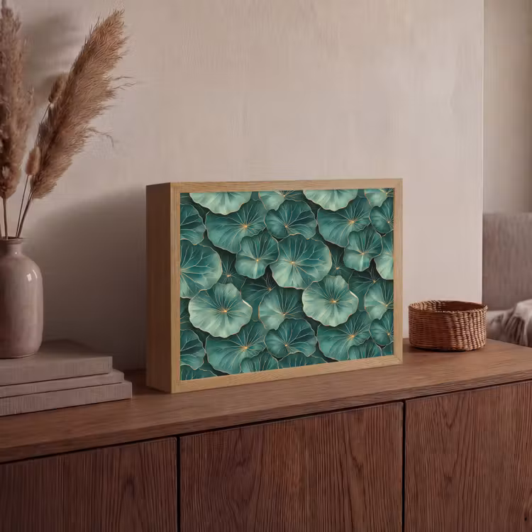 Patroon - Bladeren - Groen Light Box met batterij (Wandlamp) middel 907 -sfeer2