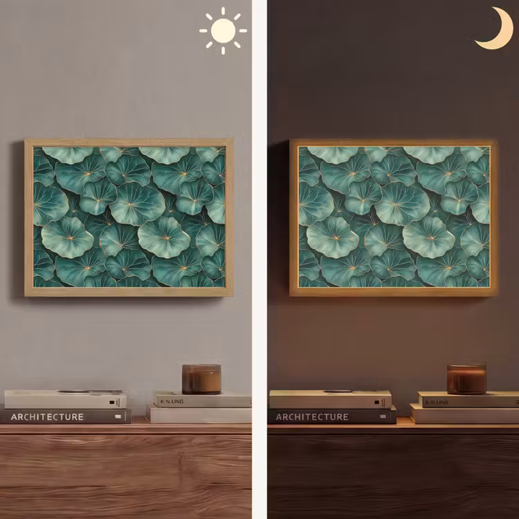 Patroon - Bladeren - Groen Light Box met batterij (Wandlamp) middel 907 -sfeer3