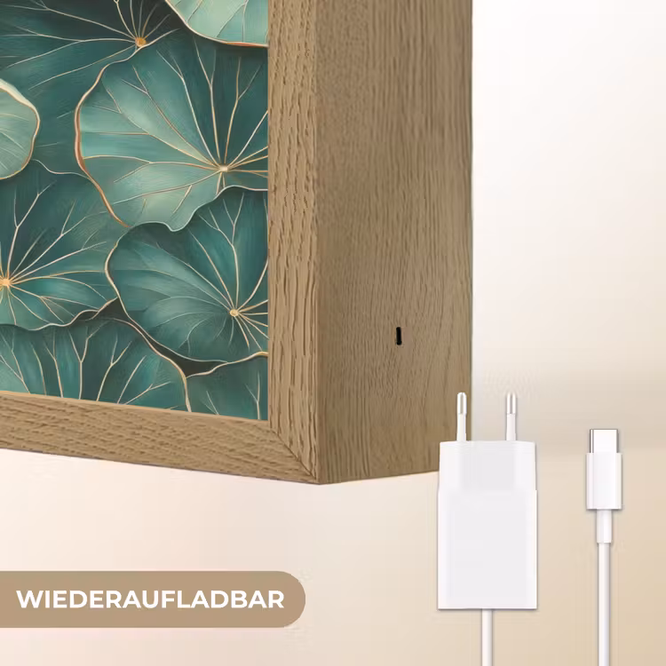 Patroon - Bladeren - Groen Light Box met batterij (Wandlamp) middel 907 -USP_websiteoplaadbaarDE