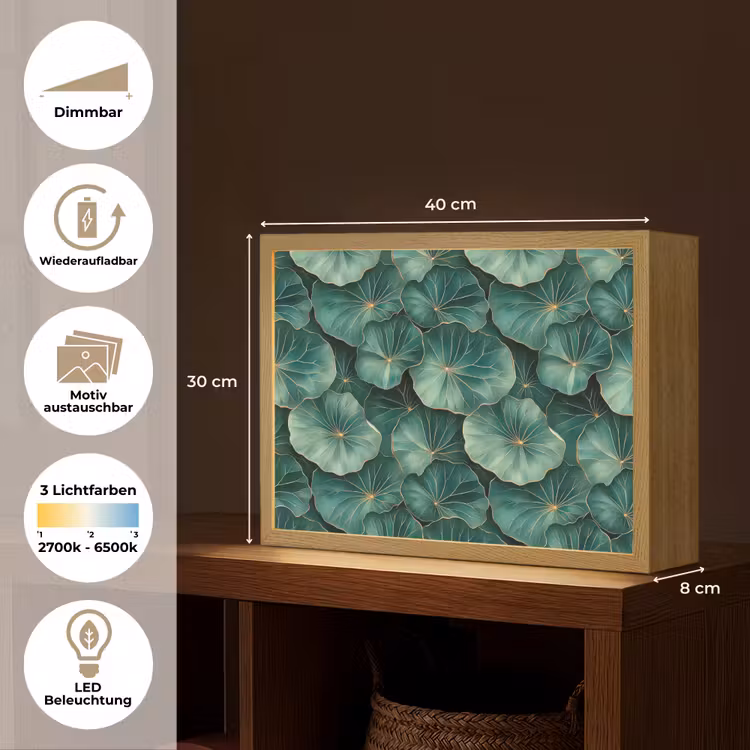 Patroon - Bladeren - Groen Light Box met batterij (Wandlamp) middel 907 -USP_websiteoverzichtDE
