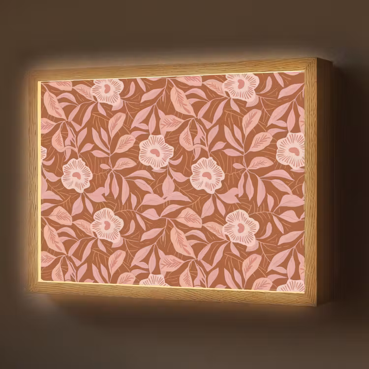 Patroon - Bladeren - Terracotta Light Box met batterij (Wandlamp) middel 907 -z3d_website