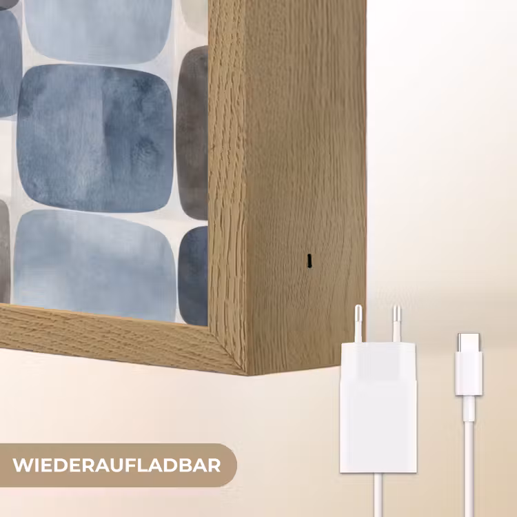 Patroon - Blauw - Vierkanten Light Box met batterij (Wandlamp) middel -USP_websiteoplaadbaarDE