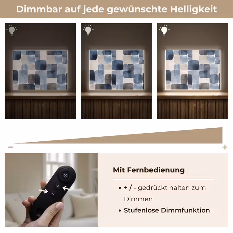 Patroon - Blauw - Vierkanten Light Box met batterij (Wandlamp) middel -USP_dimbaarDE
