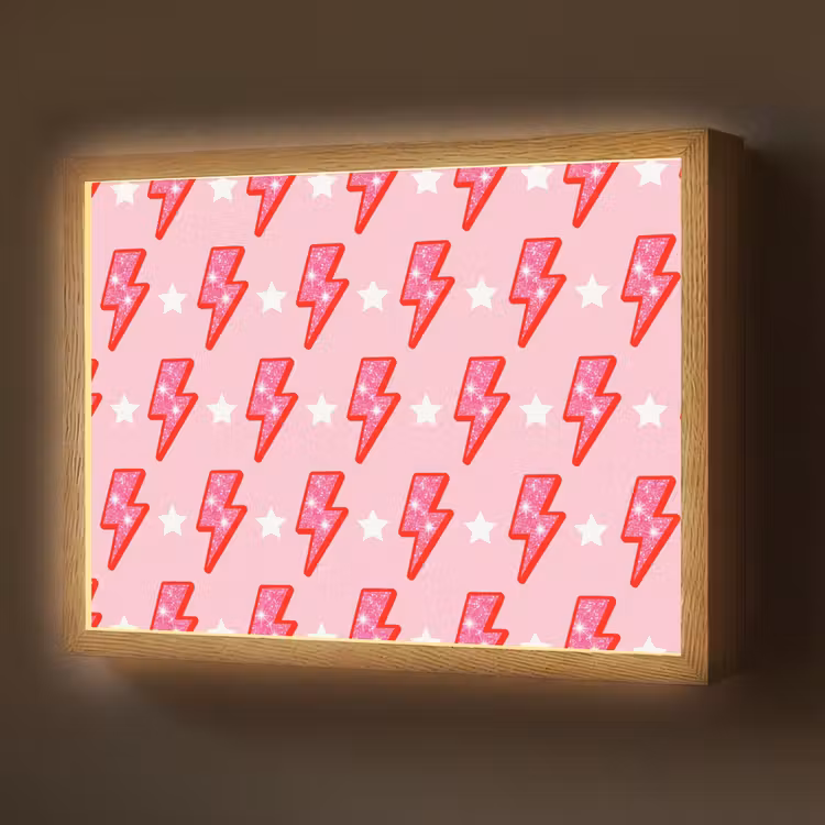Patroon - Bliksem - Ster - Glitter - Roze Light Box met batterij (Wandlamp) middel -z3d_website