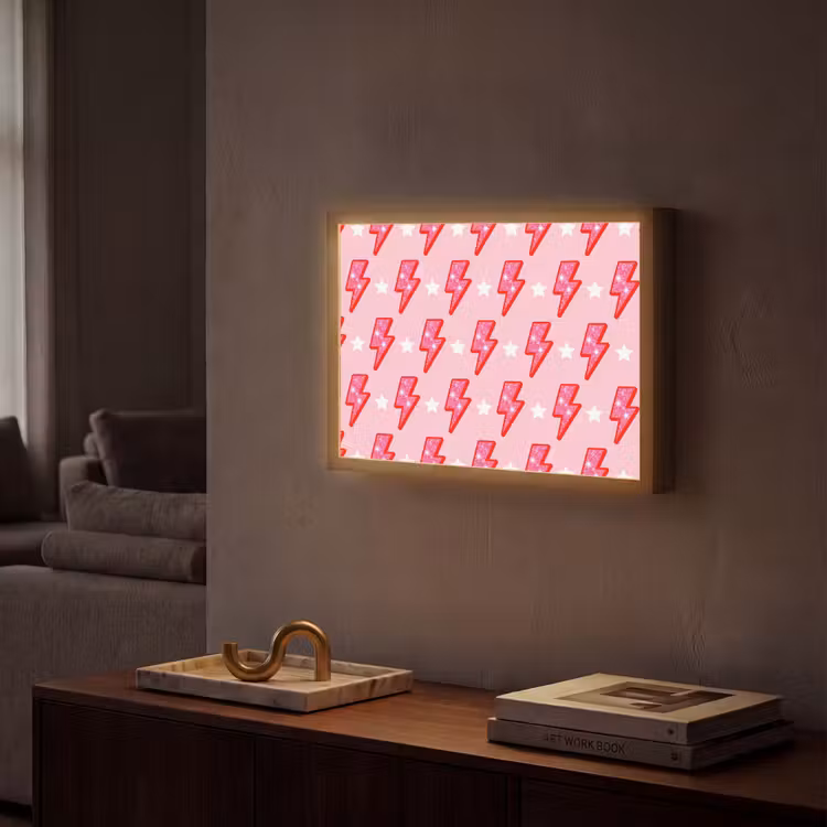 Patroon - Bliksem - Ster - Glitter - Roze Light Box met batterij (Wandlamp) middel -sfeer1