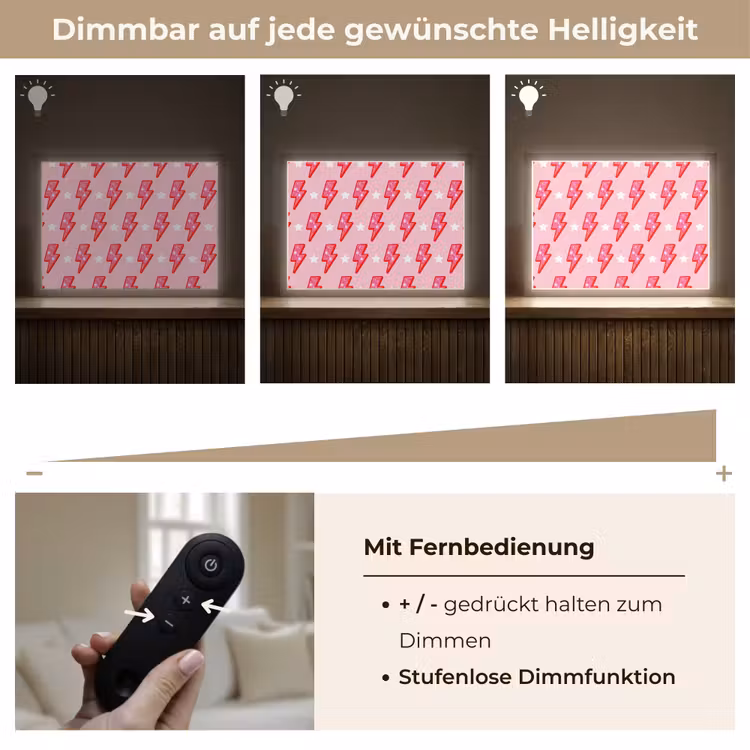 Patroon - Bliksem - Ster - Glitter - Roze Light Box met batterij (Wandlamp) middel -USP_dimbaarDE