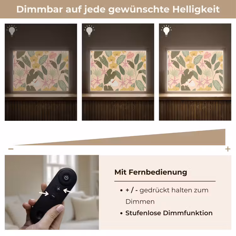 Patroon - Bloemen - Kleurrijk Light Box met batterij (Wandlamp) middel -USP_dimbaarDE