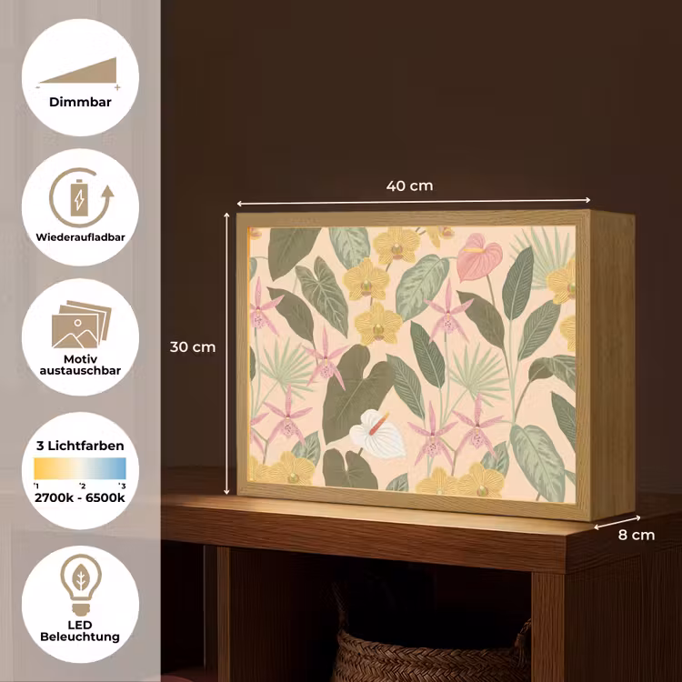 Patroon - Bloemen - Kleurrijk Light Box met batterij (Wandlamp) middel -USP_websiteoverzichtDE