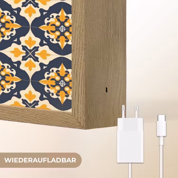 Patroon - Siertegel - Kleurrijk Light Box met batterij (Wandlamp) middel 907 -USP_websiteoplaadbaarDE