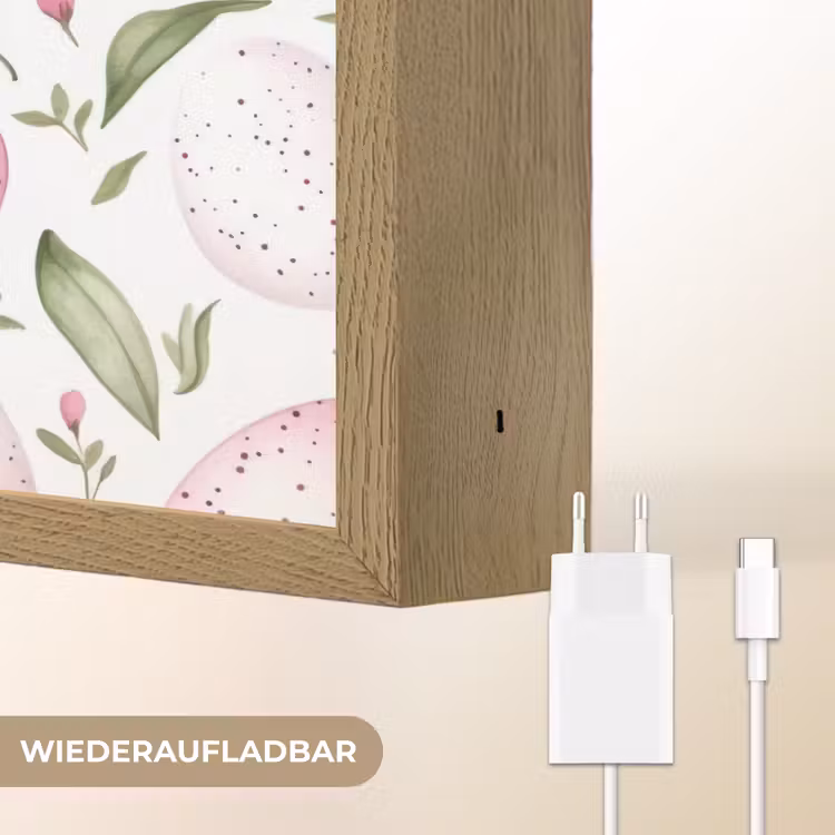 Patroon - Eieren - Roze - Pasen Light Box met batterij (Wandlamp) middel -USP_websiteoplaadbaarDE