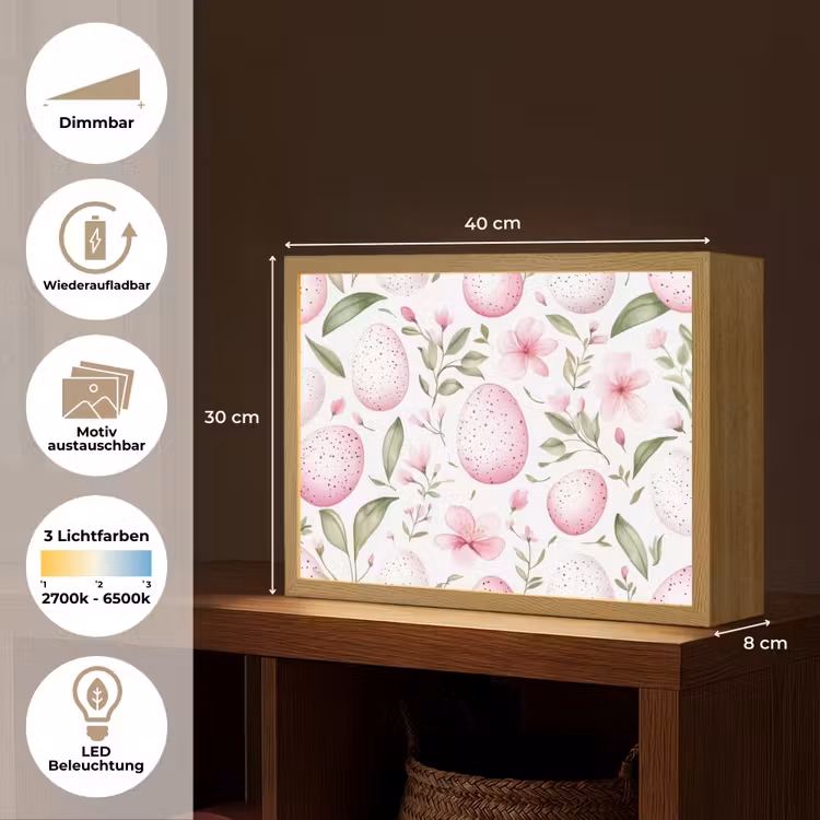 Patroon - Eieren - Roze - Pasen Light Box met batterij (Wandlamp) middel -USP_websiteoverzichtDE